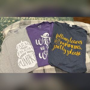 3 Women’s Fall / Halloween Short Sleeve T-Shirt Bundle - 3 Shirts Women’s Medium